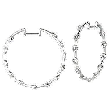 2.2 Ct Sparkling Natural Round Cut Diamond Hoop Earring 14K White Gold