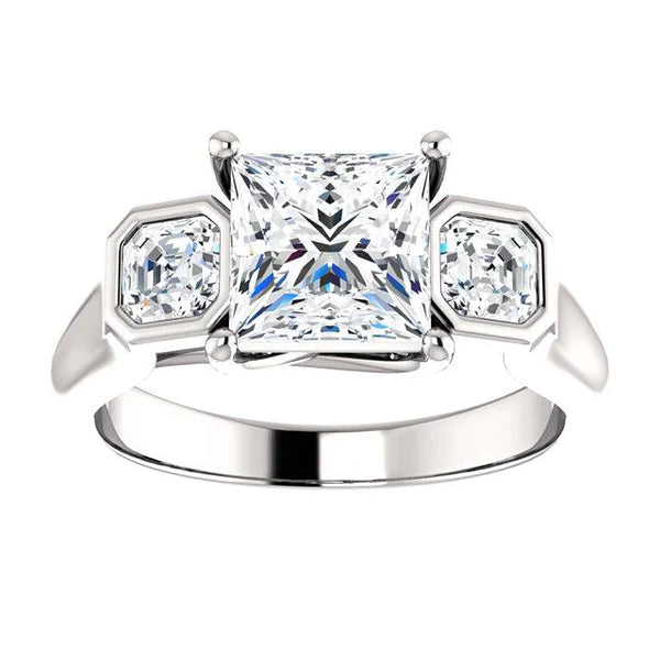 2.20 Carat Three Stone Real Diamond Engagement Ring