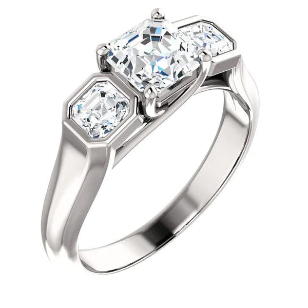 2.20 Carat Three Stone Real Diamond Engagement Ring