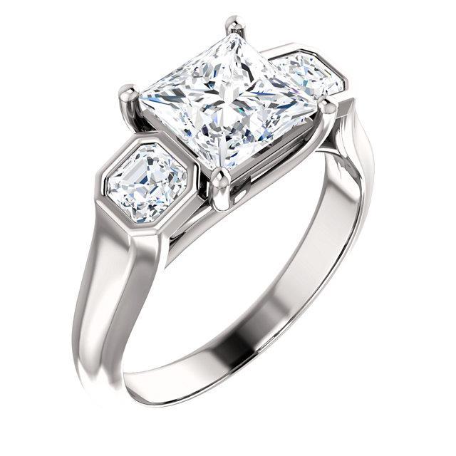 2.20 Carat Three Stone Real Diamond Engagement Ring