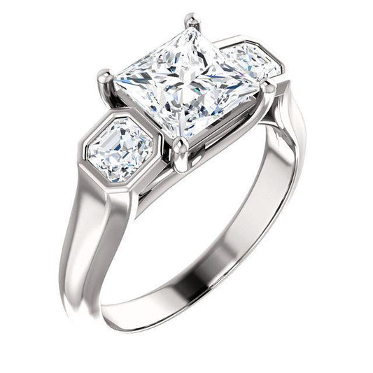 2.20 Carat Three Stone Real Diamond Engagement Ring