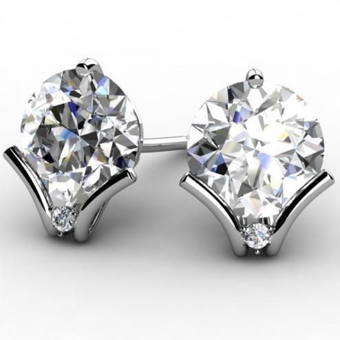 2.20 Carats Genuine Round Brilliant Diamond Stud Earring White Gold