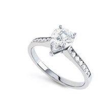 2.20 Carats Pear & Round Real Diamonds Enagagement Ring White Gold 14K