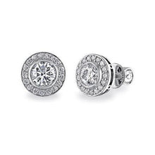 2.20 Carats Round Cut Halo Real Diamond Stud Earring Fine Gold Jewelry