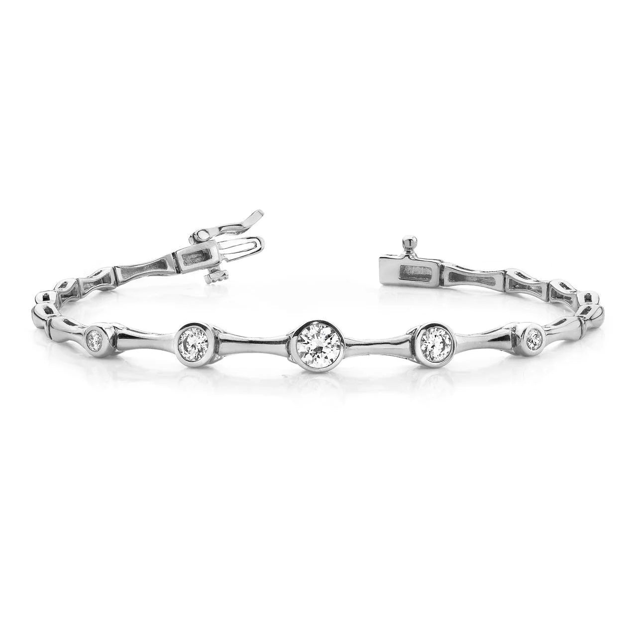 2.20 Ct Bezel Set Round Journey Style Natural Diamond Bracelet White Gold