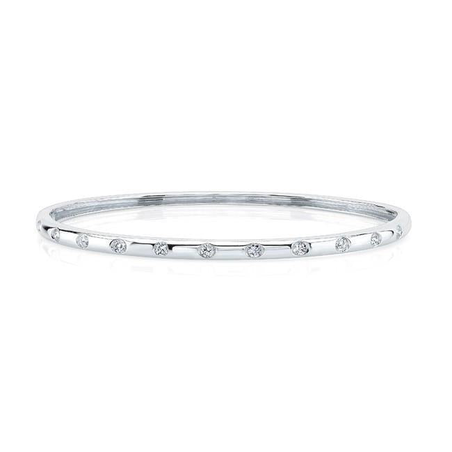 2.20 Ct Brilliant Cut Natural Diamond Ladies Bangle 14K White Gold