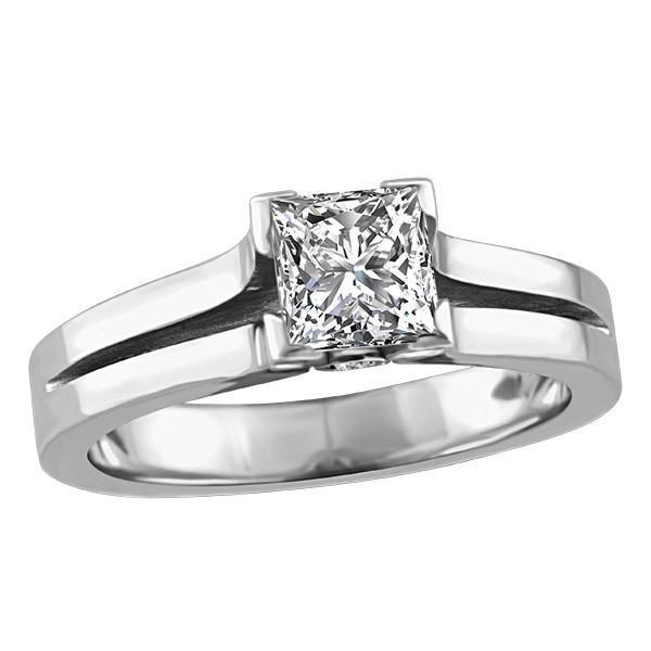 2.20 Ct Princess And Round Cut Natural Diamond Wedding Ring 14K White Gold