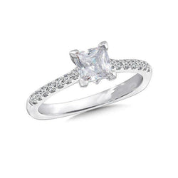 2.20 Ct Princess And Round Cut Real Natural Earth Mined Diamond Wedding Ring Jewellery