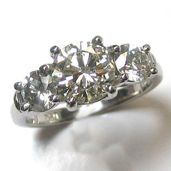2.20 Ct. Round 3 Stone Real Diamond Ring Solid Gold Jewelry