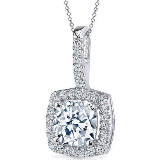 2.24 Carats Cushion And Round Cut Real Diamonds Pendant Necklace