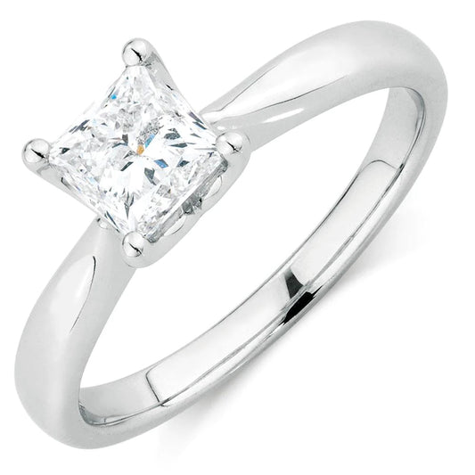 2.25 Carat Princess Cut Solitaire Real Diamond Wedding Ring White Gold 14K