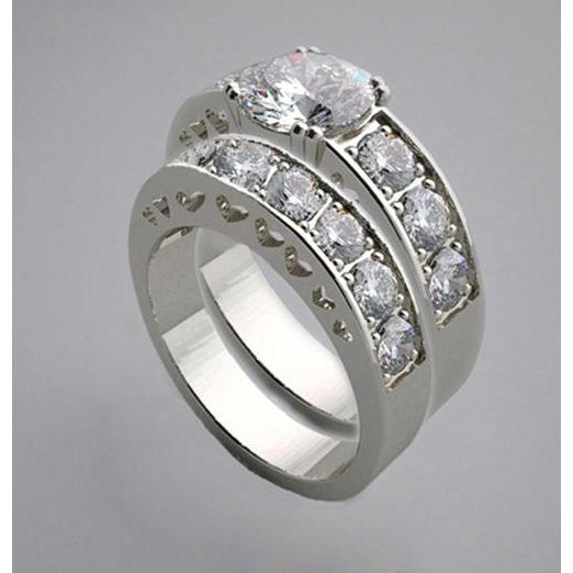 2.25 Carat Round Natural Diamond Engagement Ring Band Set White Gold