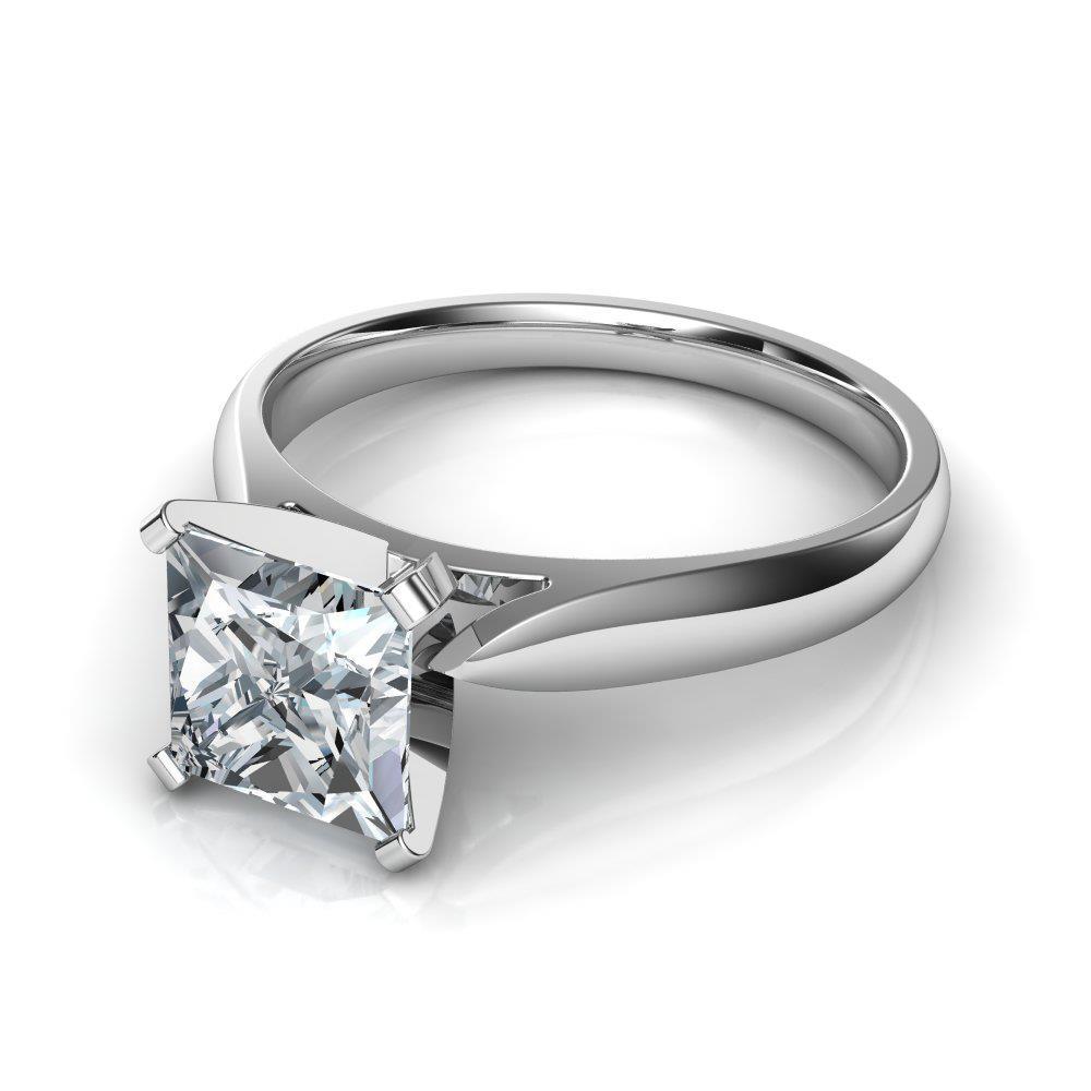 2.25 Carat Solitaire Real Diamond Anniversary Ring 14K White Gold