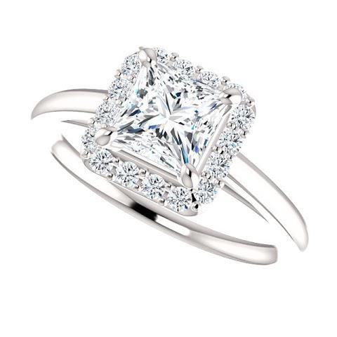 2.25 Carats Halo Princess Round Diamond Anniversary Ring