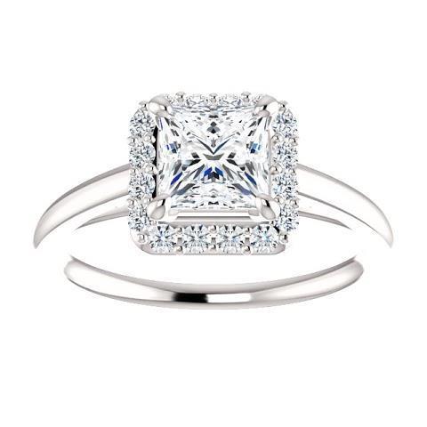 2.25 Carats Halo Princess Round Real Diamond Anniversary Ring