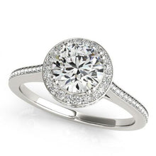 2.25 Carats Halo Round Real Diamonds Solid White Gold 14K Engagement Ring
