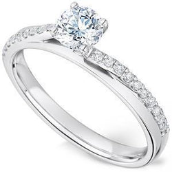 2.25 Carats Round Cut Real Diamonds Engagement Ring 14K White Gold