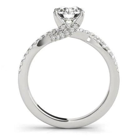 2.25 Carats Round Real Diamond Solitaire With Accents Ring White Gold 14K