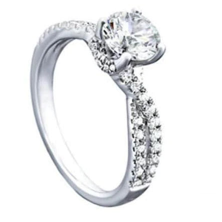 2.25 Carats Round Real Diamond Solitaire With Accents Ring White Gold 14K