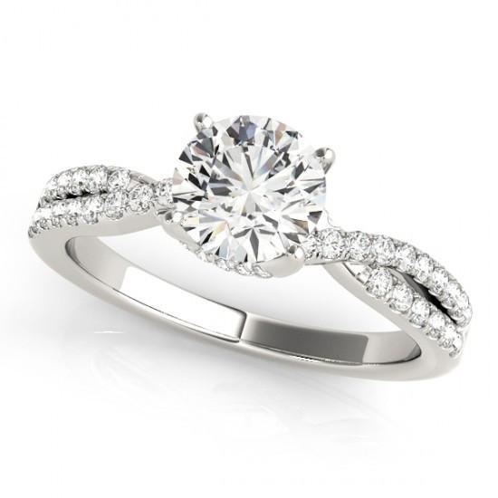 2.25 Carats Round Real Diamond Solitaire With Accents Ring White Gold 14K