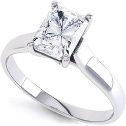 2.25 Carats Solitaire Radiant Cut Prong Set Real Diamond Wedding Ring