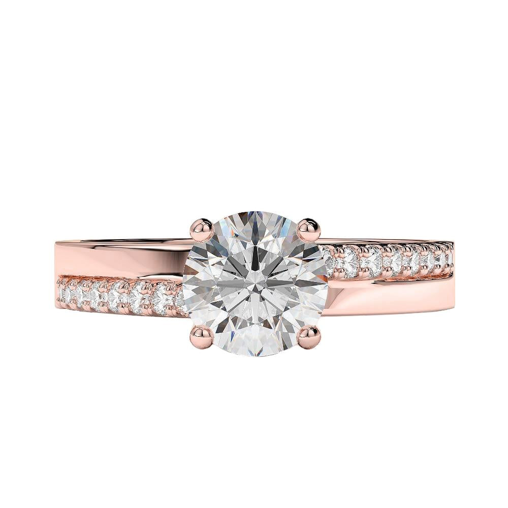 2.25 Carats Sparkling Brilliant Cut Real Diamond Wedding Ring Rose Gold 14K