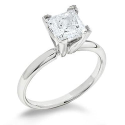 2.25 Ct Princess Cut Solitaire Real Diamond Wedding Ring New