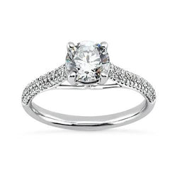 2.25 Ct Prong Set Round Brilliant Real Diamonds Ring With Accents
