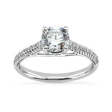2.25 Ct Prong Set Round Brilliant Real Natural Earth Mined Diamonds Ring With Accents