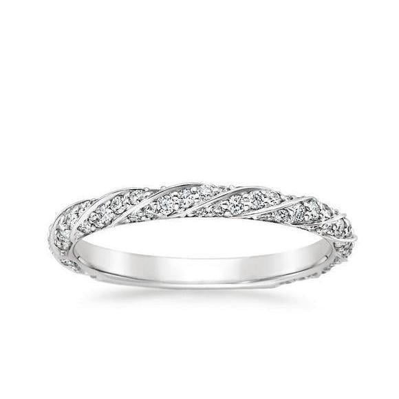 2.25 Ct Round Natural Cut Diamond Wedding Band 14K White Gold