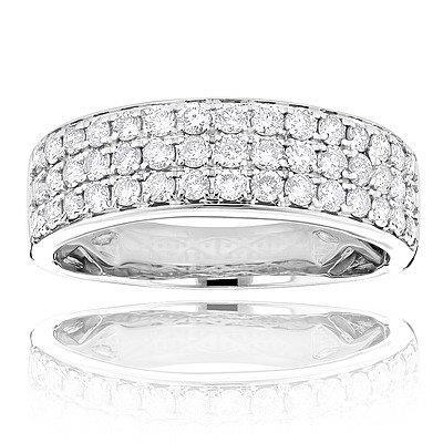 2.25 Ct Small Round Cut Sparkling Natural Diamond Wedding Band 14K White Gold