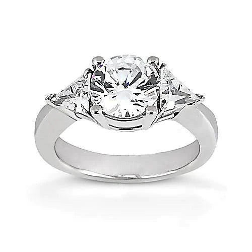 2.25 Ct. Real Diamonds Three Stone Engagement Ring White Gold
