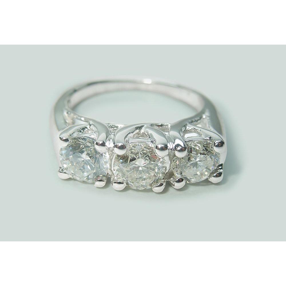 2.25 Ct. Round Genuine Diamond Three Stone Lucida Style Ring White 