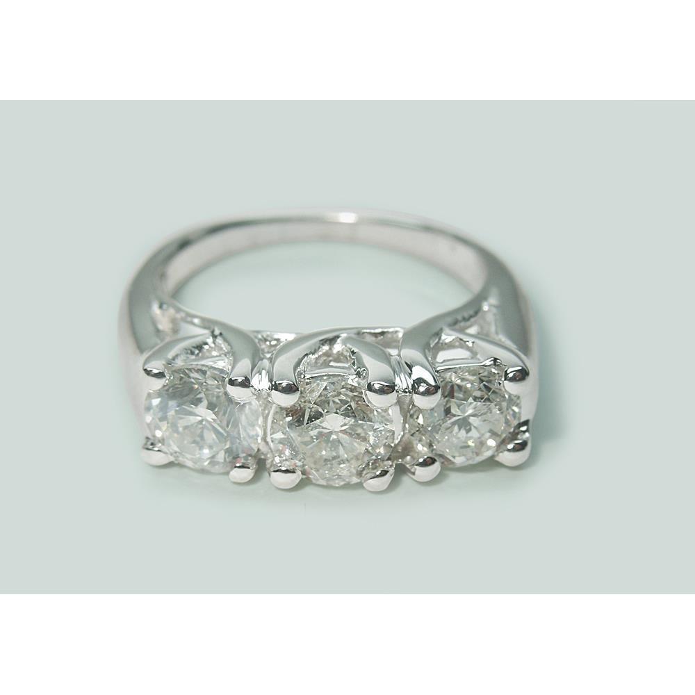 2.25 Ct. Round Genuine Diamond Three Stone Lucida Style Ring White Gold New