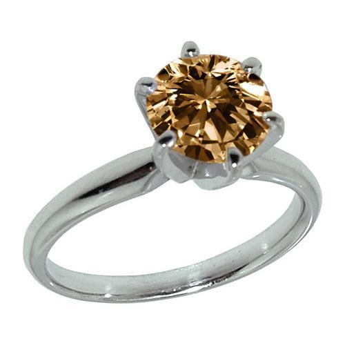 2.25 Ct. Solitaire Champagne Real Diamond Jewelry Gemstone Ring