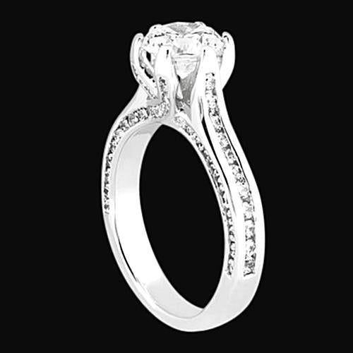  Round Natural Diamond Engagement Ring Women Gold Jewelry