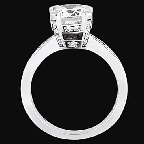 2.26 Carats Round Natural Diamonds Engagement Ring With Accents