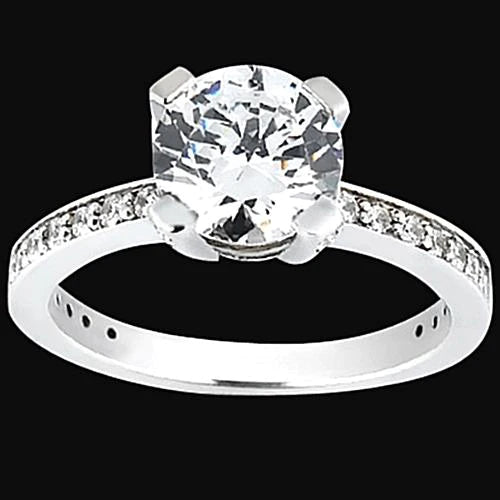 2.26 Carats Round Natural Diamonds Engagement Ring With Accents