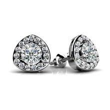 2.3 Ct Brilliant Cut Round Cut Genuine Diamonds Lady Studs Earrings Gold Halo