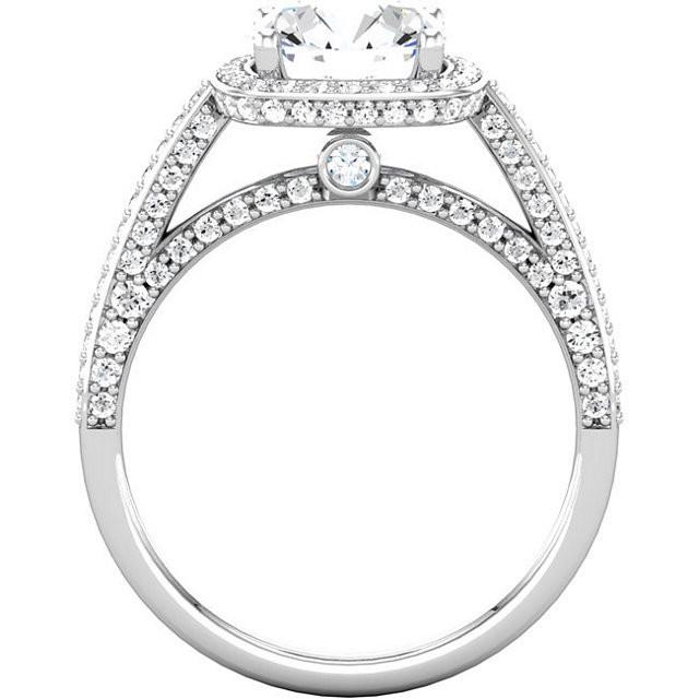 2.30 Carat Natural Round Diamond Halo Engagement Ring White Gold 14K
