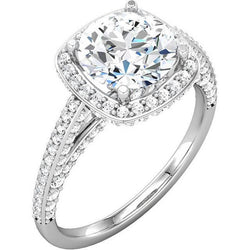 2.30 Carat Natural Round Diamond Halo Engagement Ring White Gold 14K