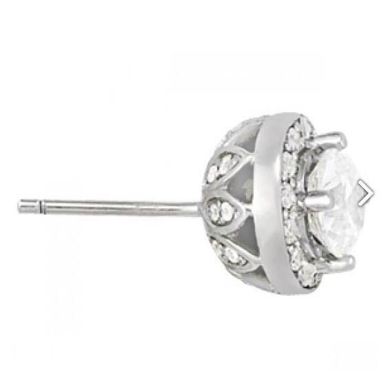 2.30 Carats Round Real Diamonds Halo Studs Earrings Pair White Gold 14K2