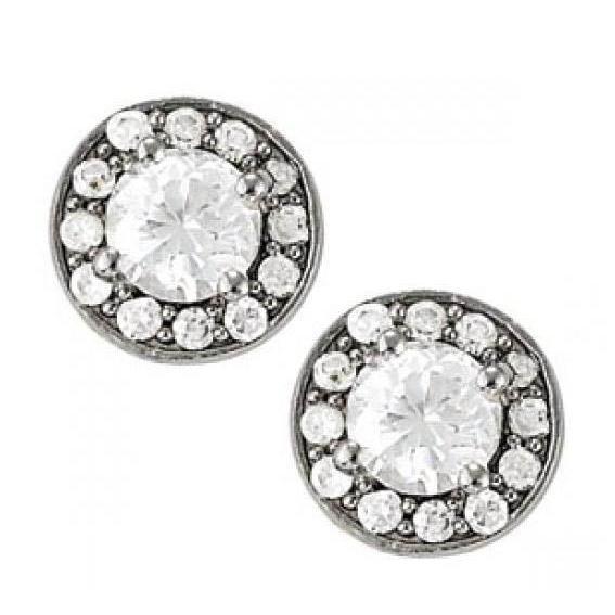 2.30 Carats Round Real Diamonds Halo Studs Earrings Pair White Gold 14K