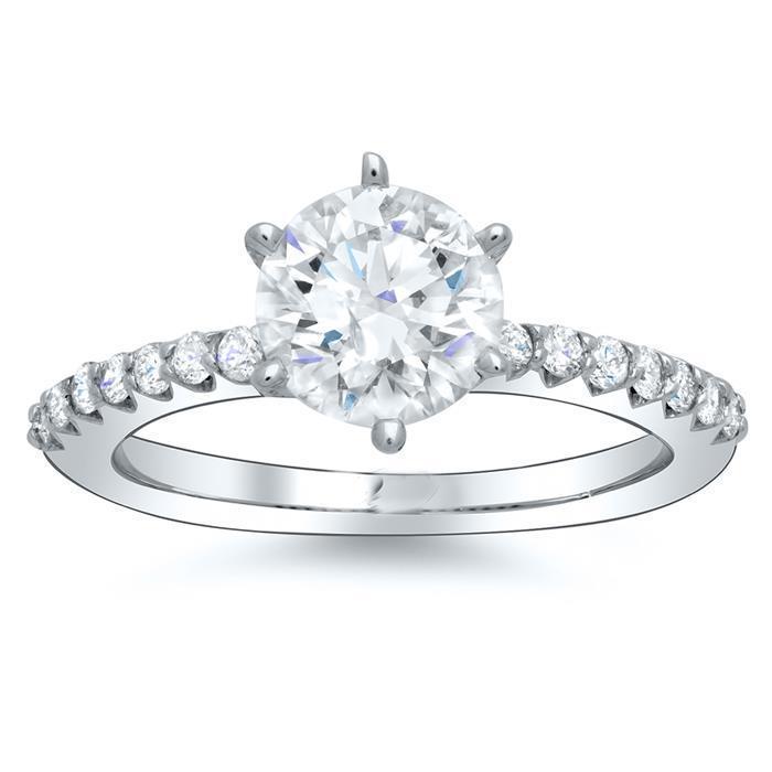 2.30 Carats Sparkling Genuine Diamond Engagement Ring White Gold 14K