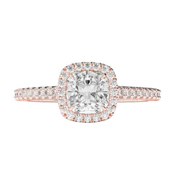 2.30 Ct Real Diamonds Wedding Halo Ring Rose Gold 14K