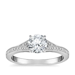 2.30 Ct Round Cut Solitaire With Accent Real Diamonds Ring White Gold 14K