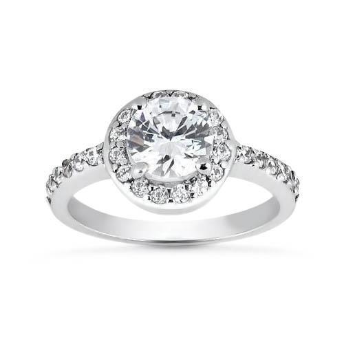 2.30 Ct Solitaire With Accents Halo Ring Natural Round Diamonds