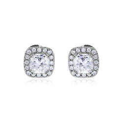 2.32 Ct Cushion And Round Cut Real Diamonds Studs Halo Earrings
