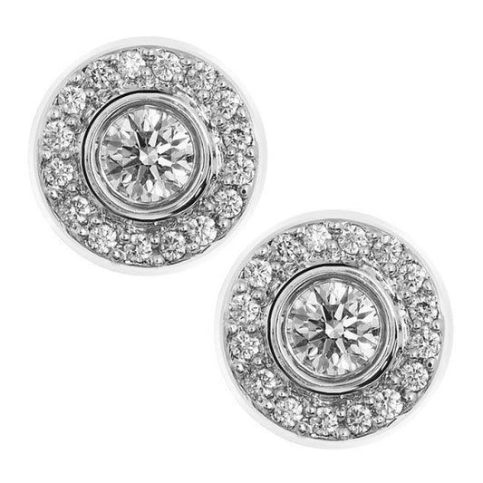 2.32 Ct Natural Diamond Halo Women Stud Earrings White Gold 14K