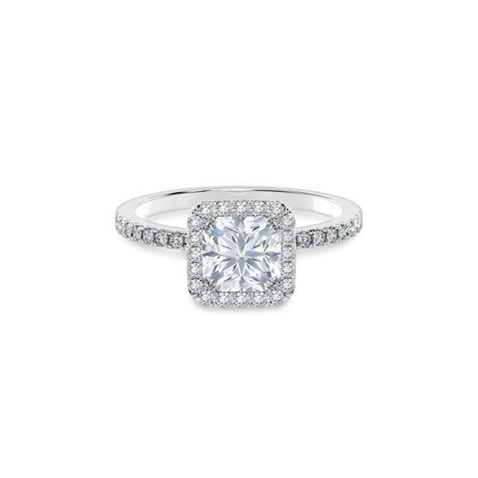 2.32 Ct Princess & Round Cut Real Diamond Engagement Ring Halo White Gold 14K